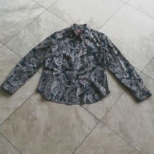 Talbots teal paisley blouse